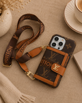 Luxury Card Holder Phone Case with Strap