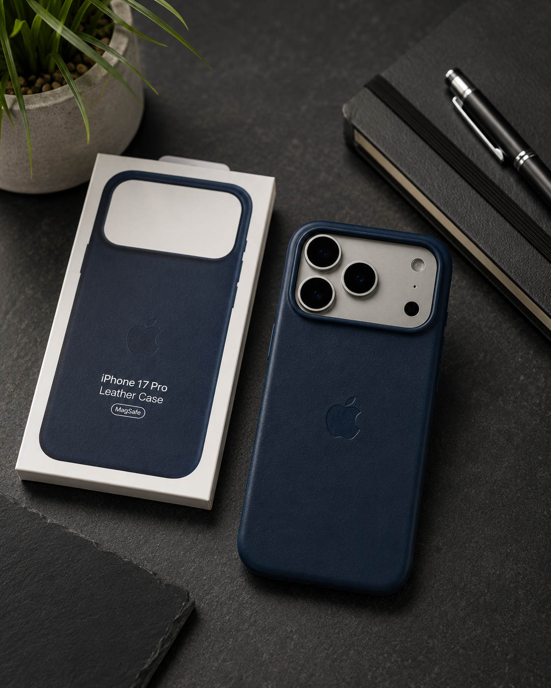 PREMIUM LEATHER CASE NAVY BLUE
