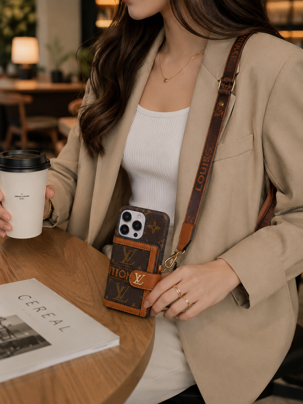 Luxury Card Holder Phone Case with Strap