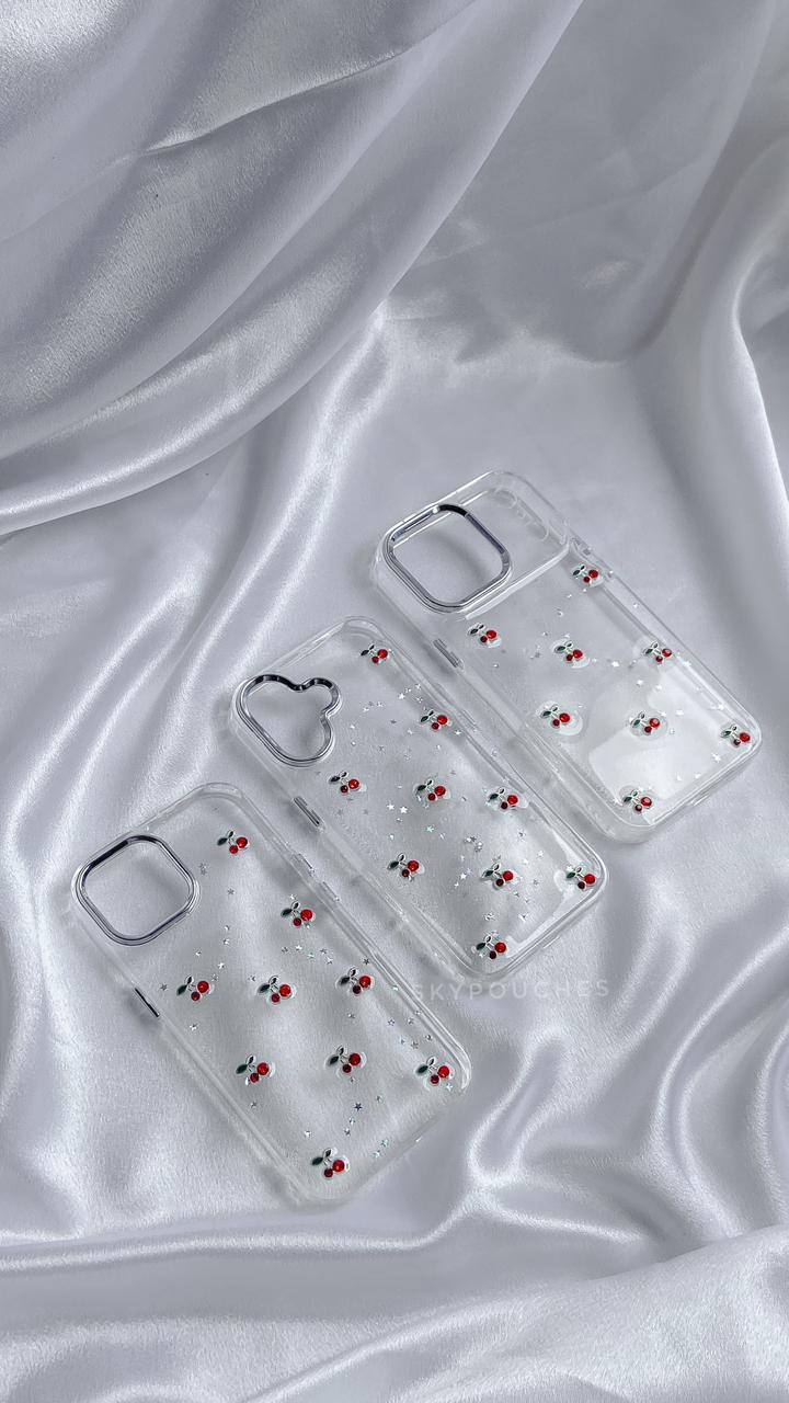 Cherry Glitter Clear Case